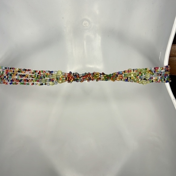 8 Strand Ornate Seed Bead Belt Multicolor Adjustable - Picture 7 of 9